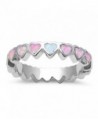 Lab Created Pink Opal Heart Band .925 Sterling Silver Ring Sizes 4-10 - CR12J5B1U7D