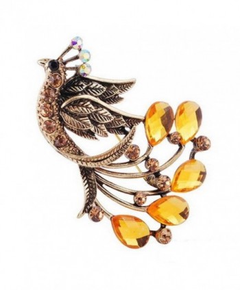 Elegant Peacock Shape Brooch alloy and Rhinestone Brooch Clothes Decoration 6653mm - Champagne - CJ12GDXREWV