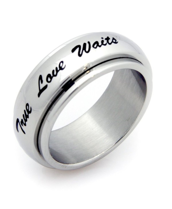 True Love Waits Spinner Ring Stainless Steel Ring Couples Jewelry Wedding Band - CT115MDWQL3