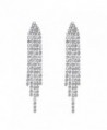 SELOVO Long Chandelier Tassel Dangle Earrings Party Jewelry Clear Austrian Crystal - Silver - C012GVPBNSH