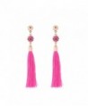 Tassel Long Earrings Drop Dangling Earrings Acrylic Beaded with Crystal Fashion Jewelry for Women - Rose red - CJ187HYTEMQ