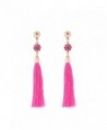 Tassel Long Earrings Drop Dangling Earrings Acrylic Beaded with Crystal Fashion Jewelry for Women - Rose red - CJ187HYTEMQ