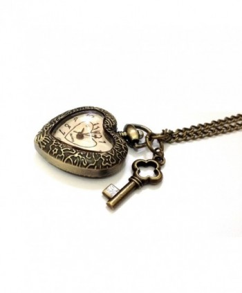 Key To My Heart Bronze Quartz Pendant Watch Necklace - Boxed & Gift Wrapped - CD11B159LIR