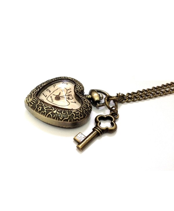 Key To My Heart Bronze Quartz Pendant Watch Necklace - Boxed & Gift Wrapped - CD11B159LIR
