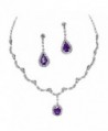 Elegant Purple Scallop Y Drop Crystal Rhinestone Bridesmaid Bridal Necklace Earring Set Wedding Bling P1 - C611OLVFCG3