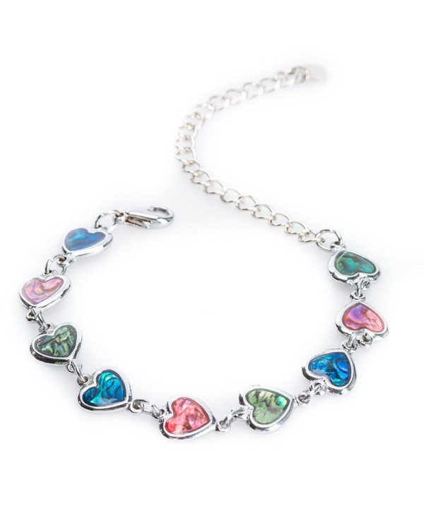 Silver-tone Paua Shell Heart Link Anklet by Jewely Nexus - CI11CUUGQAR