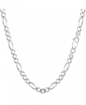 Sterling Silver Rhodium Plated Figaro Chain Necklace- 3.7mm - C91150Z8Q9J