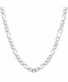 Sterling Silver Rhodium Plated Figaro Chain Necklace- 3.7mm - C91150Z8Q9J