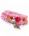 JY Jewelry Pink 108 Buddha Beads Elephant Charm Mala Lucky Wrap Bracelet - CX11X2FSHQV