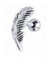 Right Ear Nature Leaf Stainless Steel and 925 Sterling Silver Cartilage Tragus Earring - CC114XMTVML