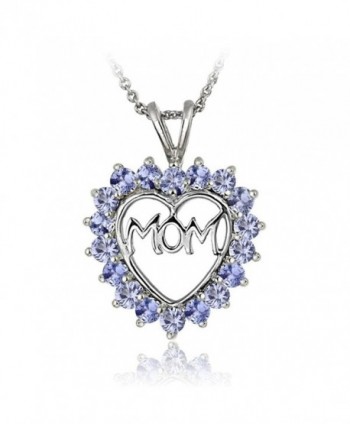 Sterling Silver Tanzanite MOM Heart Pendant Necklace - CT17YYL86KA