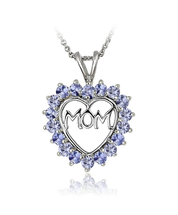 Sterling Silver Tanzanite MOM Heart Pendant Necklace - CT17YYL86KA