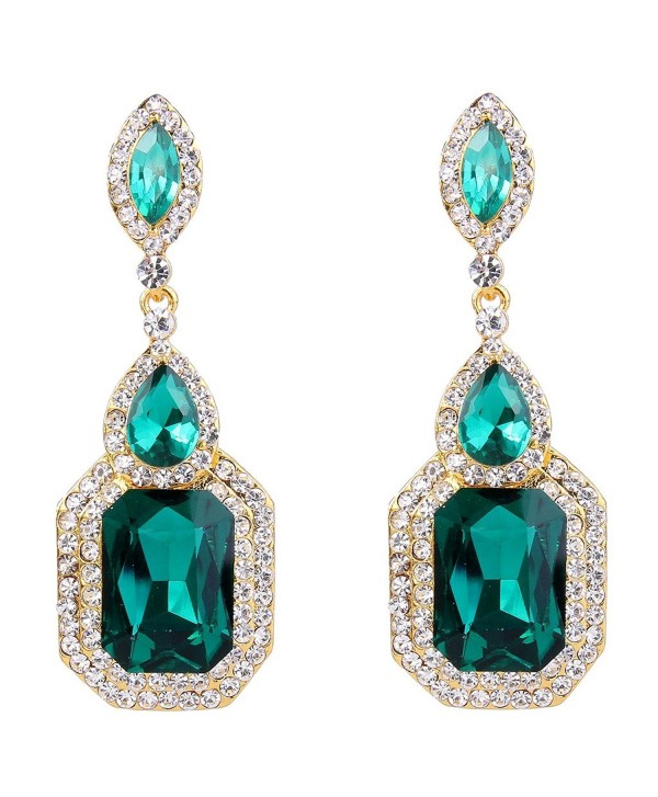 BriLove Infinity Chandelier Earrings Gold Tone - Style 1 - Emerald Color Gold-Tone - CT12OCD5V81