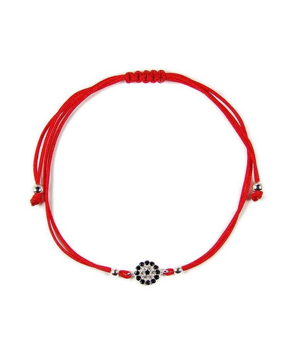 Evil Eye Bracelet Red Kabbalah String Bracelet with Sterling Silver Cubic Zirconia Evil Eye Charm - CY126Q85XMV