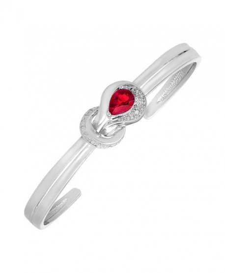 1 ct Created Ruby Cuff Bracelet with Diamond in Sterling Silver-Plated Brass- 7.25" - CN128F1JDDH