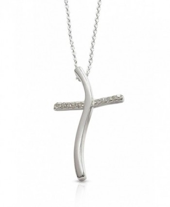 Christian Gifts - Confirmation Gifts - Sterling Silver & CZ Wavy Cross Pendant - CF1158DT3EZ