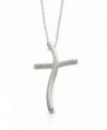 Christian Gifts - Confirmation Gifts - Sterling Silver & CZ Wavy Cross Pendant - CF1158DT3EZ
