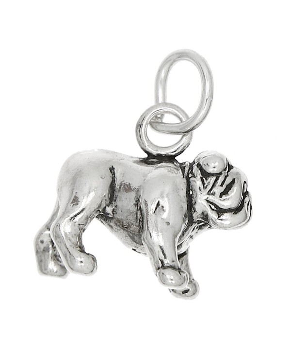 Sterling Silver Oxidized Three Dimensional Large Bulldog Charm - CR115WY5BEV