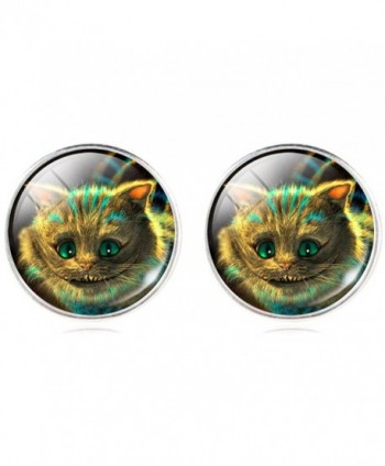 Jiayiqi Cute Simle Cat Time Gem Round Studs Earrings for Women Girls Gift Idea - NO.1 - C311ARNZIBR