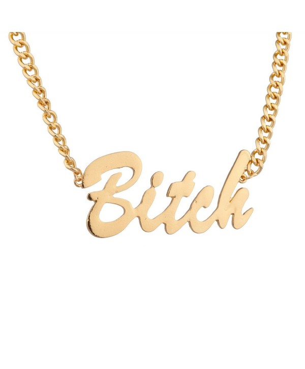 Lux Accessories Best BITCH Gangster Big Chain Link Word Pendant Necklace - CZ123FIO4A1