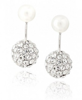 Front Earrings Simulated Crystal rhodium plated brass