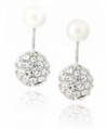 Front Earrings Simulated Crystal rhodium plated brass