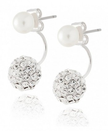 Front Earrings Simulated Crystal rhodium plated brass in Women's Drop & Dangle Earrings