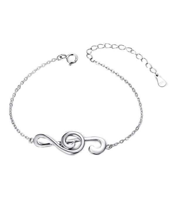 (Musical Note Adjustable Bangle Bracelet) 925 Sterling Silver Jewelry For Women- 7.5" - CO17XQ4NLUO