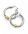 Glamouresq Two-Tone High End Rhodium Plated 17mm Hoop Earrings - CX186RKGTXK