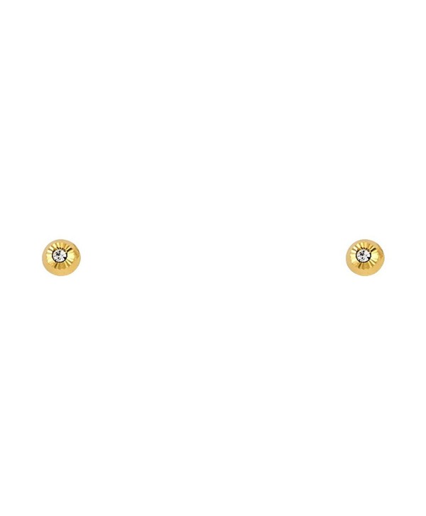 14k Yellow Gold 4mm Round Stud Earrings with Screw Back - CC11CVCCBCR