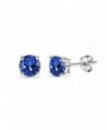 Sterling Silver 5mm Round Prong-set Stud Earrings created with Swarovski Crystals - September - Blue - CF185WCHH4C