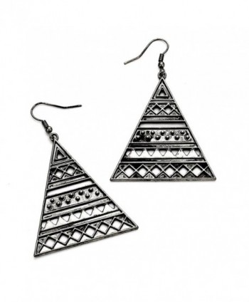 Antiqued Silver Pyramid Drop Earrings - CG122I4UXKJ