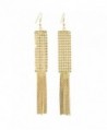 Idealway Women's Fashion Generous Long Metal Smooth Sequins Tassel Pendant Drop Earrings (Gold) - CB187E5T4WZ