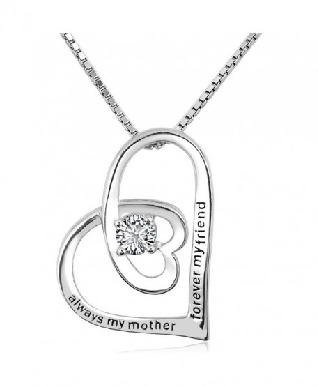 CharmSStory "Always My Mother Forever My Friend" Sterling Silver Necklace Pendant For Mom - White - CG185W3ZL2W