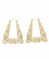 GemGem Jewelry Triangle Hollow Casting Bamboo Pincatch Earrings (2.5 Inches- Gold Tone) - C411G1X8FXL