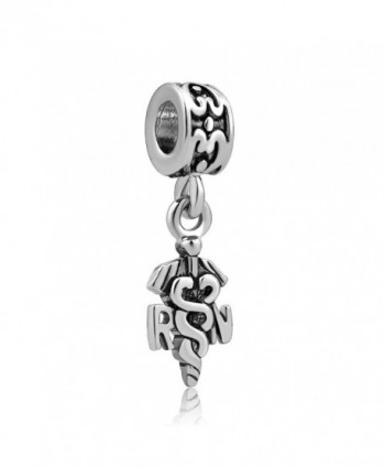 LovelyJewelry Nurse Nursing RN Registered Caduceus Charms Dangle Beads For Bracelet - CB12FK63P9X