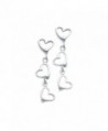 Sterling Silver Three Open Heart Dangle Earrings - CI12FVDE9D1