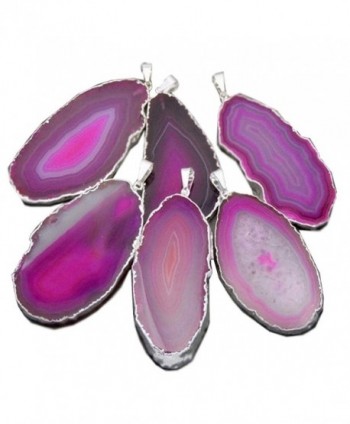 1 Pink Agate Slice Druzy Pendant Plated in Silver RP Exclusive COA AM8B8-02 - CG127MGAZ5F