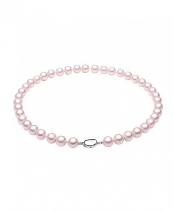 South Sea Shell Pearl Beaded Strand Necklace Choker with Platinum Plated Copper Clasp Silver Tone 18" - Pink - CV1884NUTGL