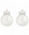 JanKuo Jewelry Rhodium Plated Freshwater Cultured Pearl with CZ Titanium Stud Earrings - CM115GX1FF7