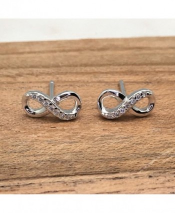 Rhodium Sterling Zirconia Infinity Earrings