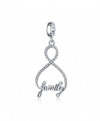 Infinity Love My Family 925 Sterling Silver Charms 8 Shaped Pendant Clear CZ For Bracelets Necklace Jewelry - C5186S82DO9
