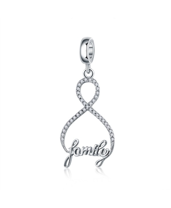 Infinity Love My Family 925 Sterling Silver Charms 8 Shaped Pendant Clear CZ For Bracelets Necklace Jewelry - C5186S82DO9