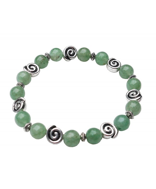 Aventurine Bracelet with Celtic Knot Swirls- 7 1/2"- Stretch Style - CC11LP7I1Q9