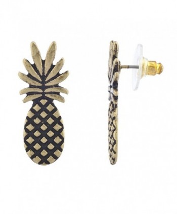 Lux Accessories burnished Gold Pineapple Fruit Tropical Novelty Earring Posts - CA12N5P059B