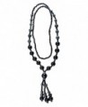 BDJ Black Synthetic Pearl Tassel Dangling Pendant Strand Necklace 26" (NTASP052) - C211FCYKJI9