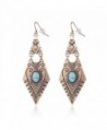 Ethnic Antique Gold Silver Double Layer Mystic Totem Carved Oval Resin Teardrop Dangle Earring - Gold - CW12M23ZUF9