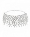 MineSign Diamond Choker Necklace Tassels Choker Extra Wide Chain Necklace Fashion Jewelry - Silver - CR17Z4ZH0AU