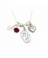 Oklahoma Sooners Red Clear Austrian Crystal Heart Logo Silver Chain Necklace OU - CV11QZVUEWJ