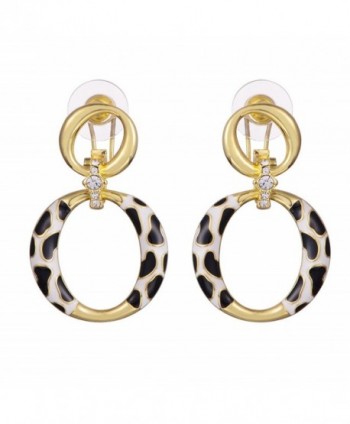 XZP 2 Circles Leopard Earrings Women Fashionable Drop Earring Jewelry for Mum - Gold with Leopard - CV1882O7GC4